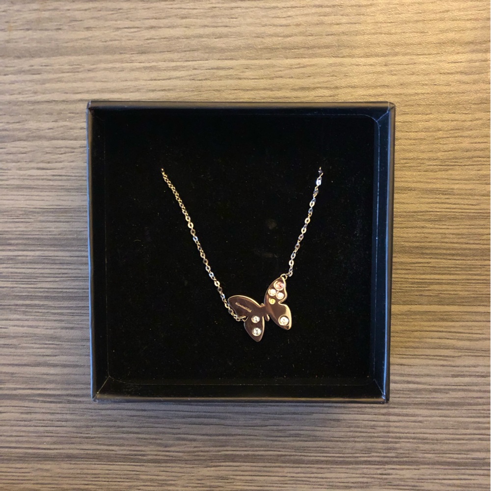 NOMINATION Butterfly Chain Link Necklace Y2K Zircon Crystal Italian Steel Silver